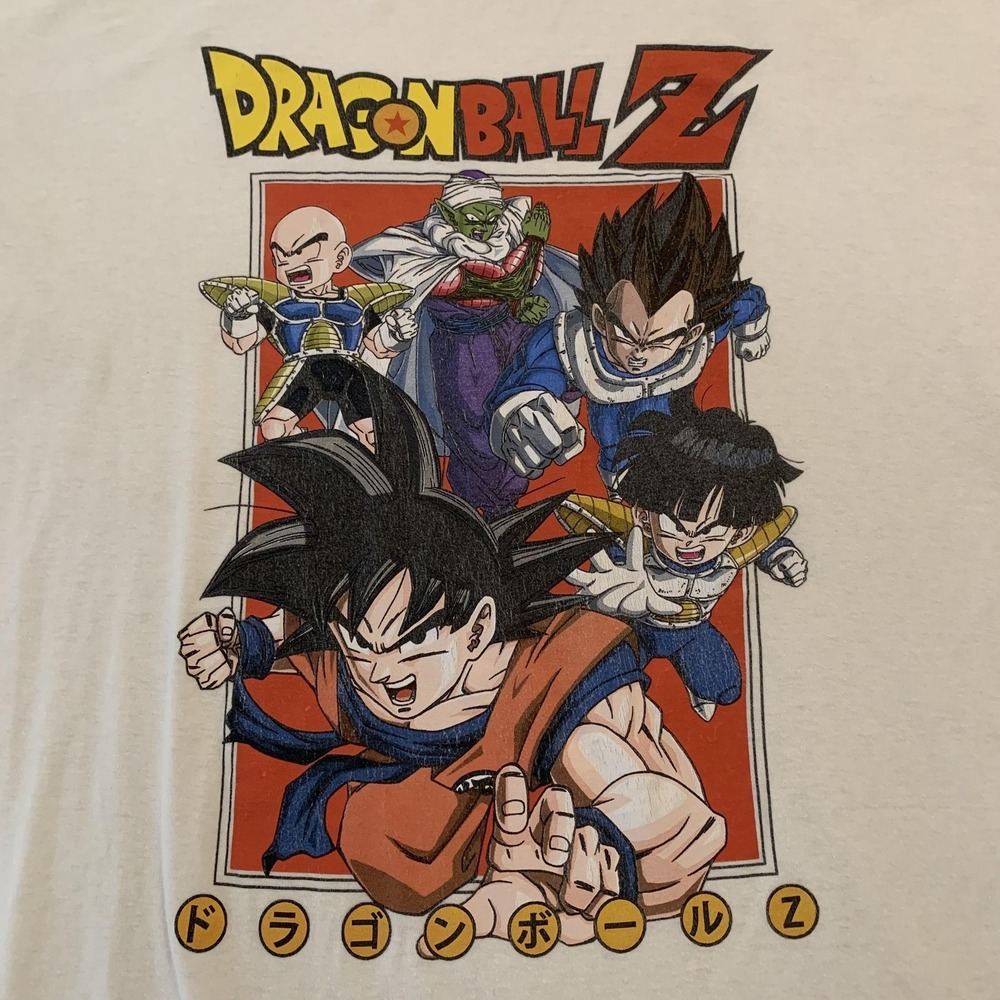 Dragon Ball Z Shirt Mens 3XL White Anime Graphic Tee Toei Animation Goku Vegeta